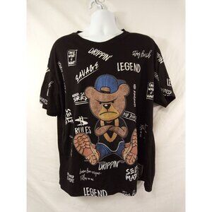 Fresh Laundry Black White Bear Graphic T-Shirt Size 2XL